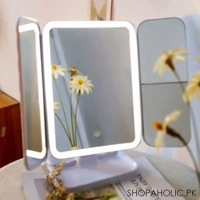 Trifold Makeup Mirror LED Lights